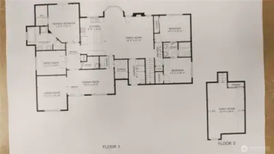 Independent photographer has provided these measurements of the house (main floor living spaces and the second floor 4th bedroom labeled "family room"