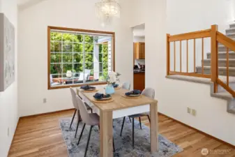 Dining room is directly off of the kitchen for easy entertaining.