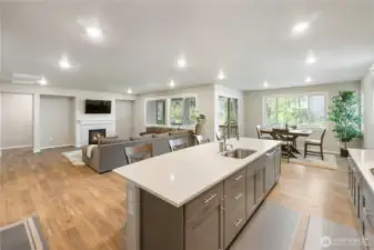 Open concept to the living room and dining room