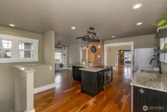 Kitchen leads down to 2nd living space, the perfect set up for multigenerational living.