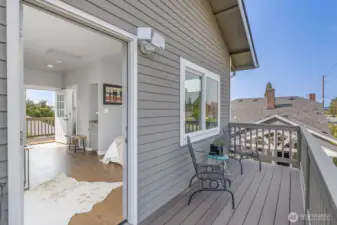 Large deck off the front of the apartment.