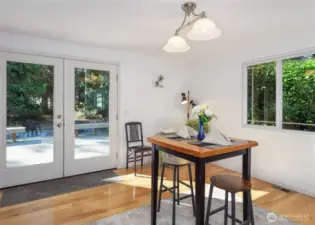 dining area with french doors to outdoor deck