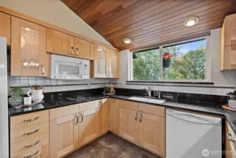 Kitchen looking out to back