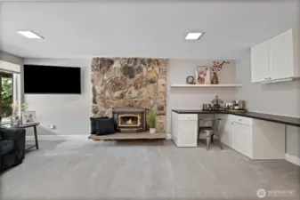 Gas Fireplace in downstairs rec-room