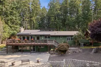 Huge back patio with firepit