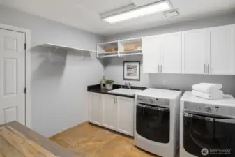 Upper Level Large Laundry Room w/Sink & Storage