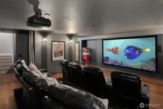 Lower Level Theater w/Full Surround Sound & 6x10 Screen
