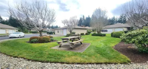 Club House picnic tables and outdoor area