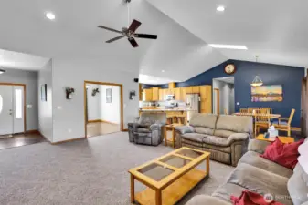 Huge living room with vaulted ceilings