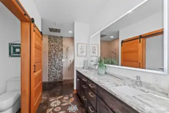 primary on-suite with dbl sink, light huge shower