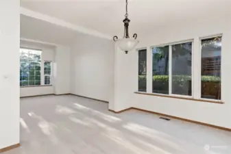 This dining room has plenty of natural light.