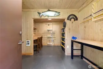 Inside this shed is perfect for home office, hobby room, etc.  Has heat, lighting & internet.