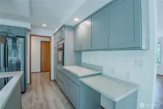 Kitchen study desk - or under-counter garbage bin storage
