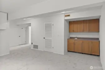 Media room with wet bar