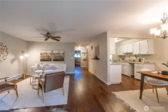 Living Room, Dining Area, & Kitchen