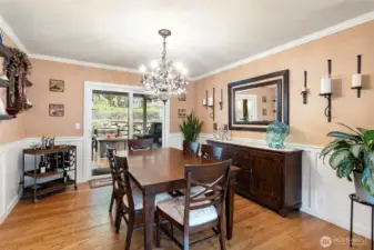 Dining room with a view of the backyard