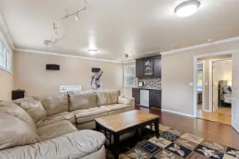 Bar with refrigerator