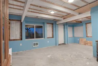 Basement living area.