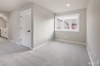 Upstairs bonus room. Door to separate closet/storage/?? Room.