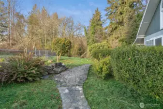 Front yard, with pond