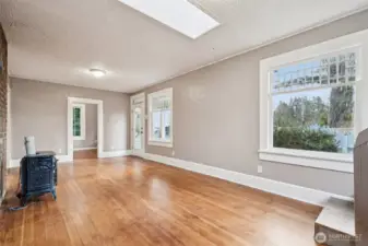 Living Room, Orginal hardwood floors, Original Windows