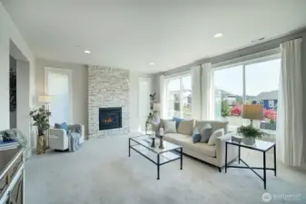 Lounge around or visit with friends and enjoy the cozy gas fireplace.