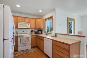 Kitchen open to dining area & living room!