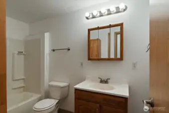 Full bathroom located on lower level