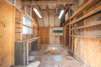 Interior of shop, has lights and outlets