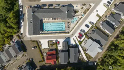 The new outdoor pool building is about 3 blocks away in the South Farm neighborhood.