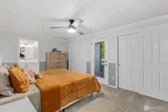 Primary bedroom w/ dual closets