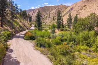 Looking up Mills Canyon Road.