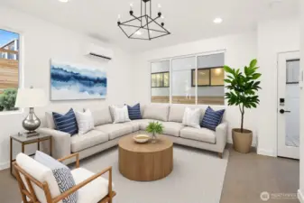 Living room virtually staged