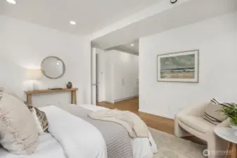 The flexible primary has room for additional dressers, sitting area, writing desk, or morning yoga.