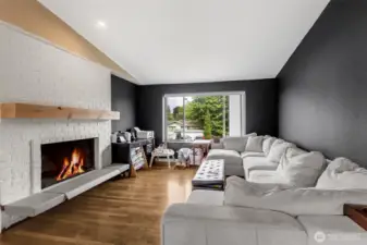 Cozy Living Room with Wood-burning Fireplace