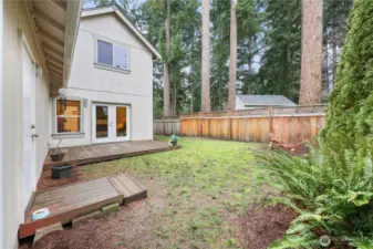 Established landscaping creates a private setting