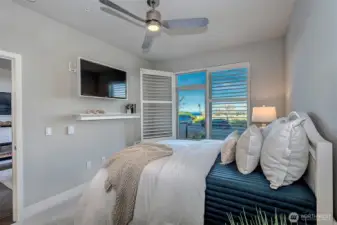 Primary view with Plantation shutters open.