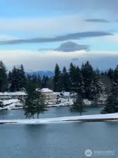 View across the lake in winter