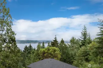 Panoramic views of Dyes Inlet and the surrounding evergreens stretch out before you capturing the peaceful essence of Pacific Northwest living.