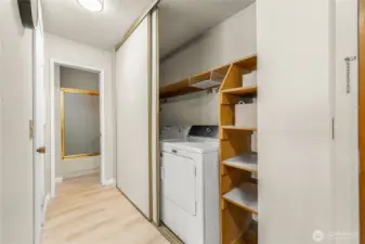 Laundry closer with shelves