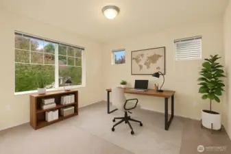 Upstairs Bedroom #3- Street Side - Virtually Staged as Office.