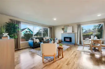 Living room with electric fireplace