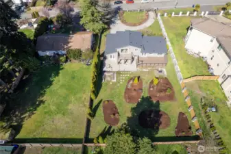 Views of the backyard flower beds