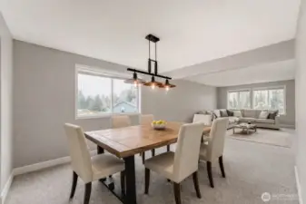 Virtually Staged Dining Room and Living Room