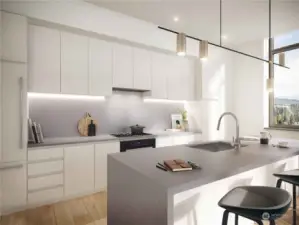 Rendering of kitchen.