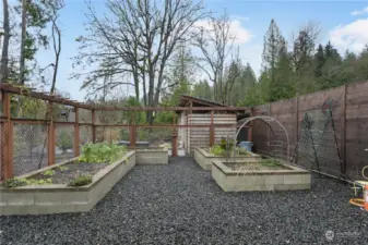 Raised garden beds.