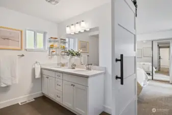 The lavish bath off the primary bedroom