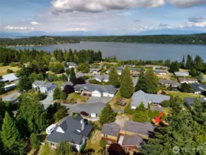 Aerial view of neighborhood