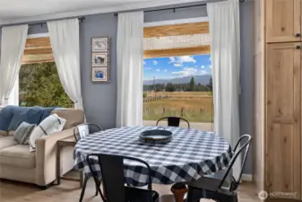 Beautiful meadow views from the dining space.