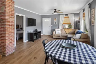 Many features have been lovingly restored in this historic Roslyn home- including exposing the old brick  on all 3 floors! Don't miss the lovely bead board ceilings too.